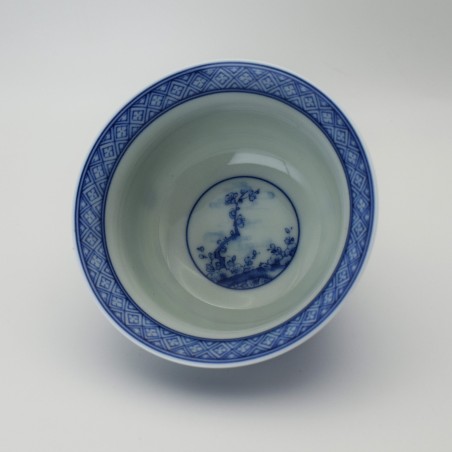 Hand-painted flower and bird teacup with saucer and lid