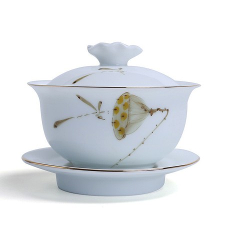 Hand-painted teacup with teacup pattern