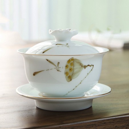 Hand-painted teacup with teacup pattern