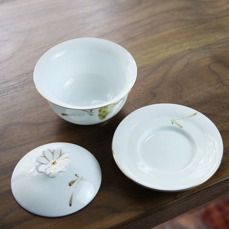 Hand-painted teacup with teacup pattern