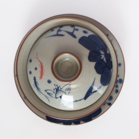 Hand-painted lotus and fish pattern teacup