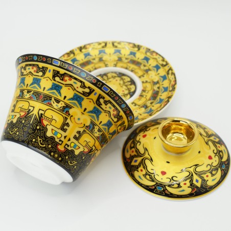 Hand-painted totem pattern porcelain teacup