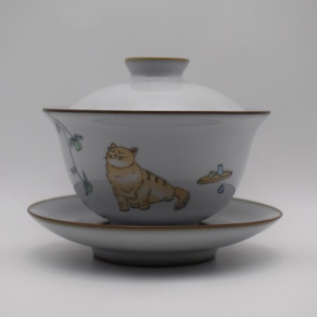Cute cat covered bowl ice crack tea cup