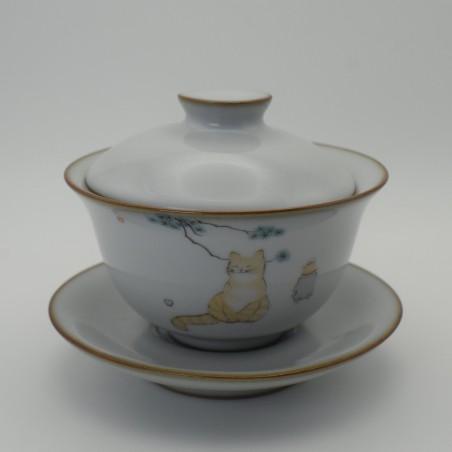Cute cat covered bowl ice crack tea cup