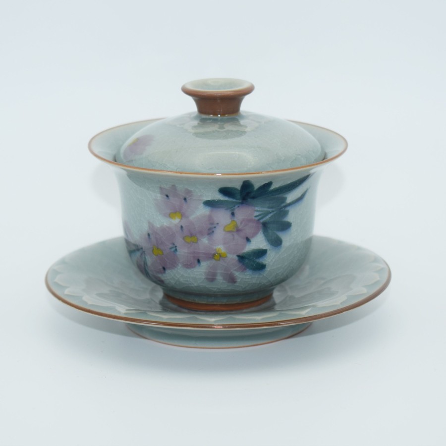 Hand-painted Magnolia Ice Crack Teacup