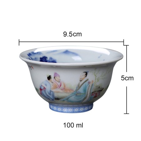 Porcelain teacup with hand-painted figures
