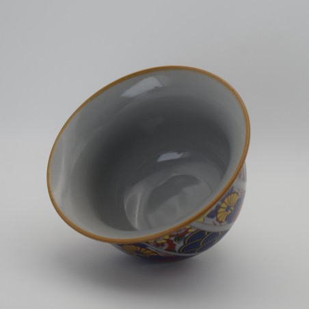 Hand-painted floral cover with saucer and cover
