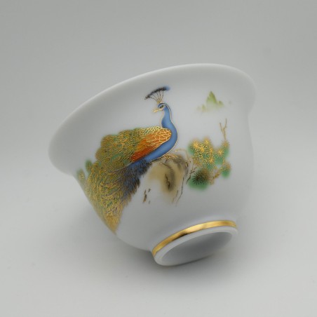 Hand-painted peacock pattern teacup