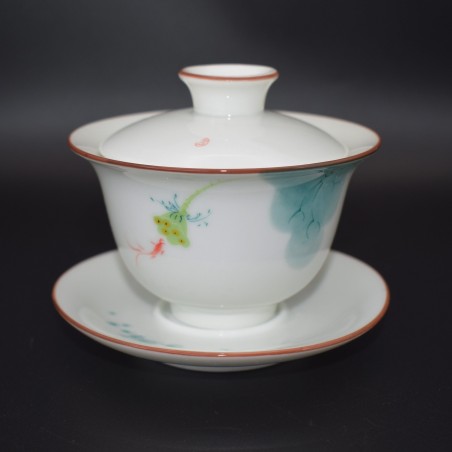 Hand-painted Koi and Lotus Teacup