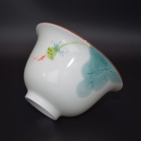Hand-painted Koi and Lotus Teacup