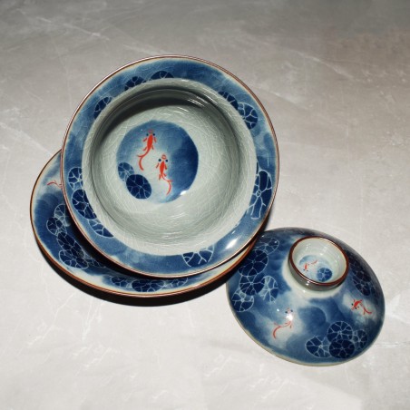 Koi and Lotus Root Ice Crack Tea Cup