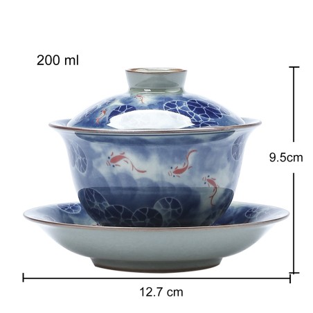 Koi and Lotus Root Ice Crack Tea Cup
