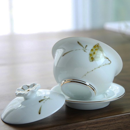 Hand-painted teacup with teacup pattern
