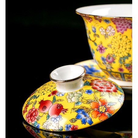 Antique enamel teacup
