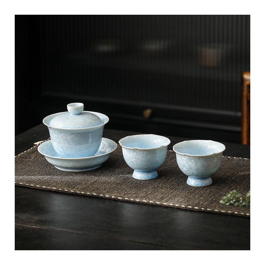 Elegant Blue Porcelain Tea Set