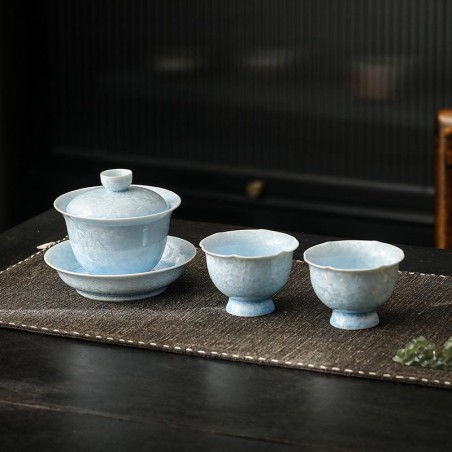 Elegant Blue Porcelain Tea Set