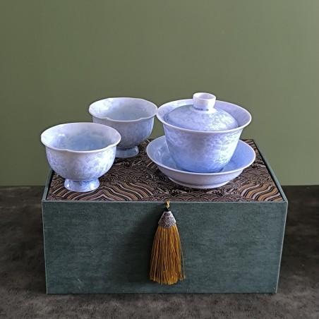 Elegant Blue Porcelain Tea Set