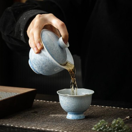 Elegant Blue Porcelain Tea Set