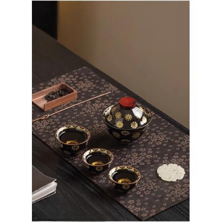 Black Gold Chrysanthemum Porcelain Tea Set