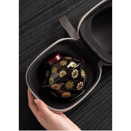 Black Gold Chrysanthemum Porcelain Tea Set