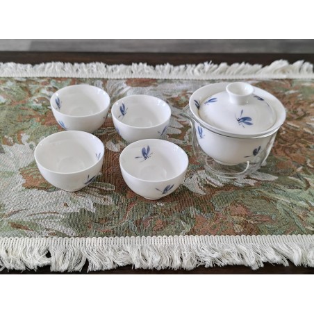 Hand-Painted Dragonfly Porcelain Tea Cup Set