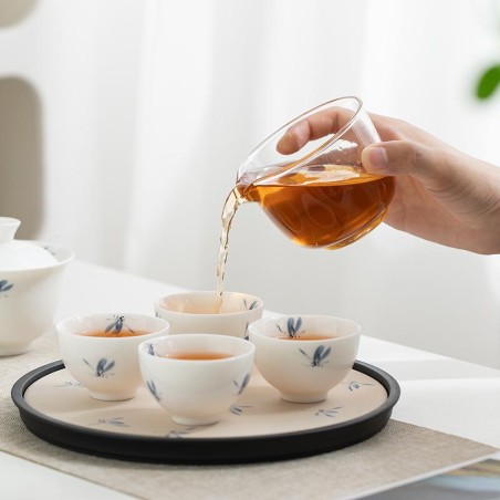 Hand-Painted Dragonfly Porcelain Tea Cup Set
