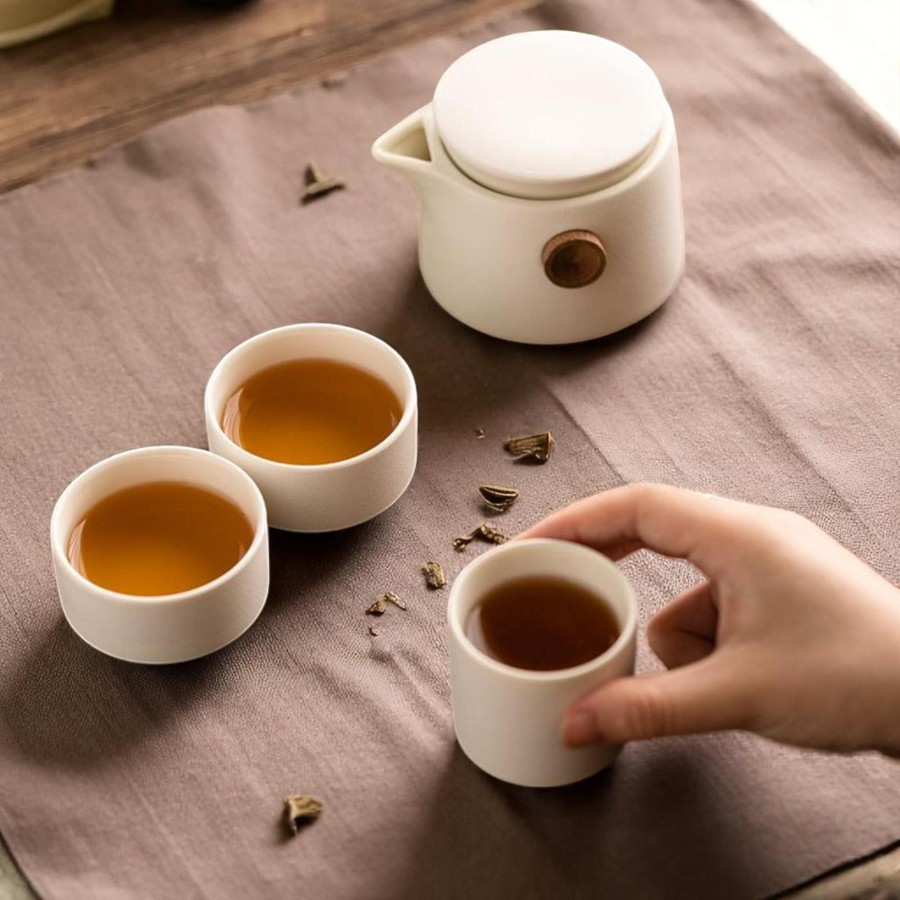 Minimalist Portable Ceramic Travel Tea Set