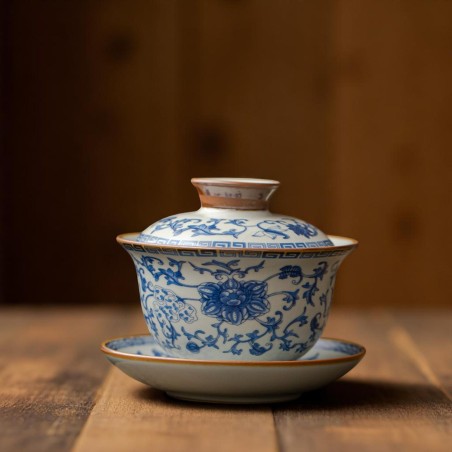 Classic Blue and White Porcelain Gaiwan Tea Set