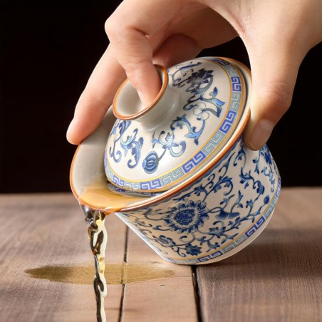 Classic Blue and White Porcelain Gaiwan Tea Set