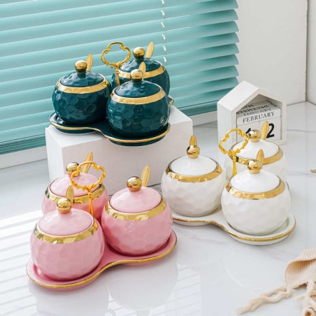 Elegant multi-colored ceramic mug set