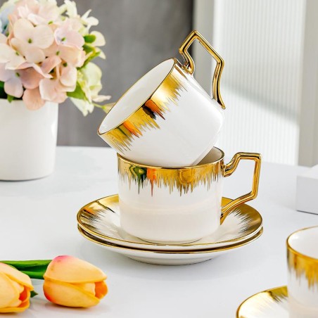 Luxurious white porcelain coffee cup