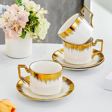 Luxurious white porcelain coffee cup