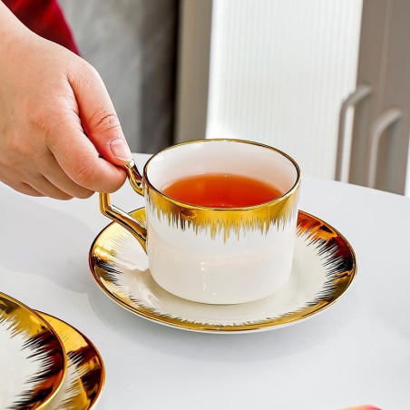 Luxurious white porcelain coffee cup