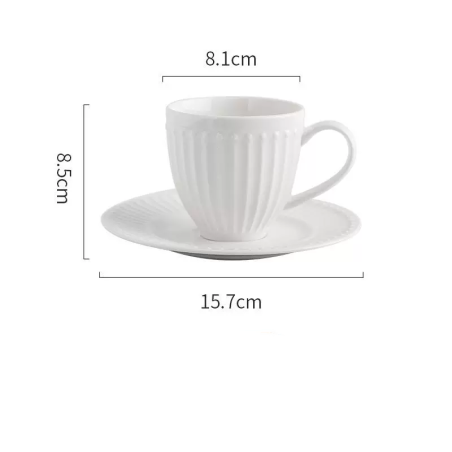 Classic white porcelain coffee cup and saucer