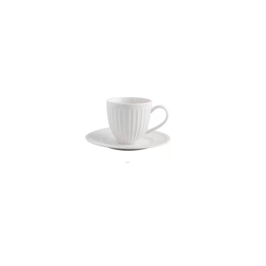 Classic white porcelain coffee cup and saucer