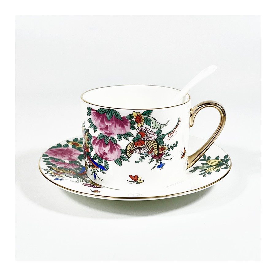 Vintage floral porcelain coffee cup and sauceR