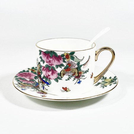 Vintage floral porcelain coffee cup and sauceR