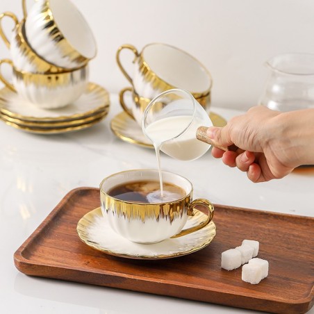 White porcelain coffee cup and saucer