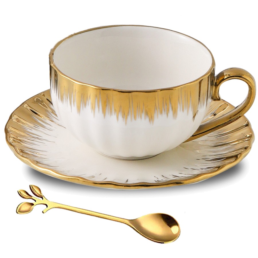 White porcelain coffee cup and saucer