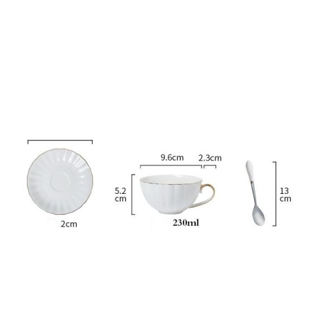Light luxury white porcelain coffee cup and saucer