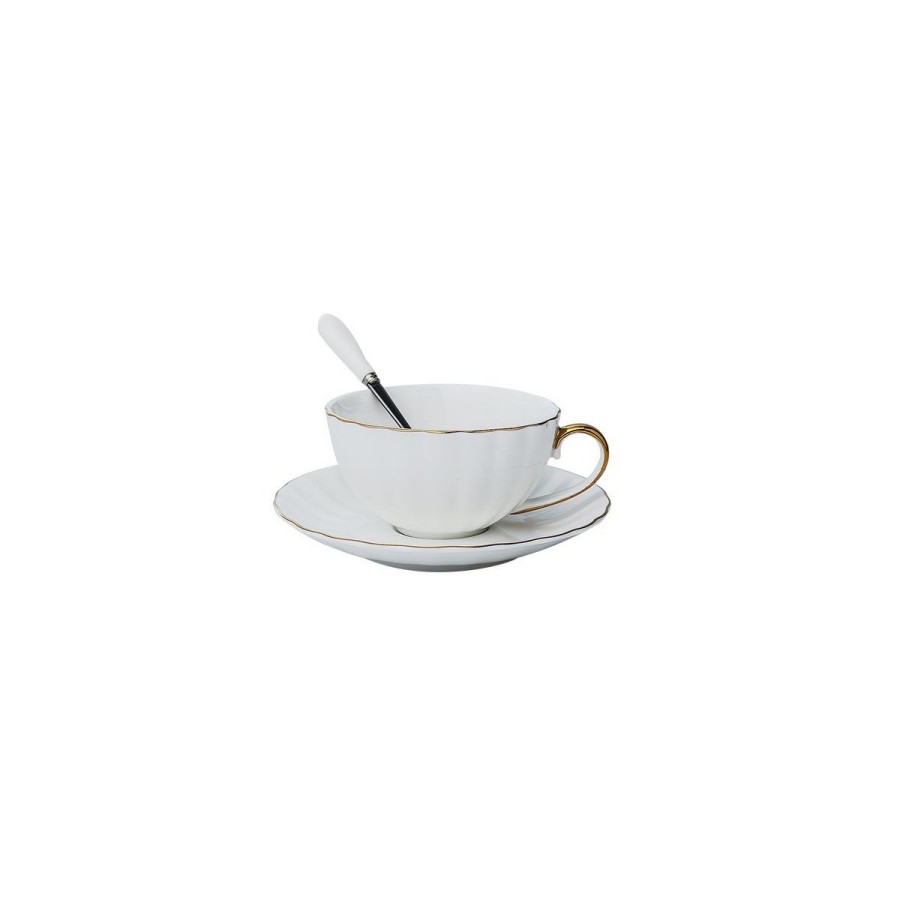 Light luxury white porcelain coffee cup and saucer
