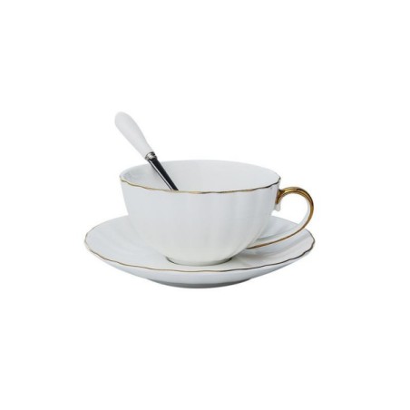 Light luxury white porcelain coffee cup and saucer