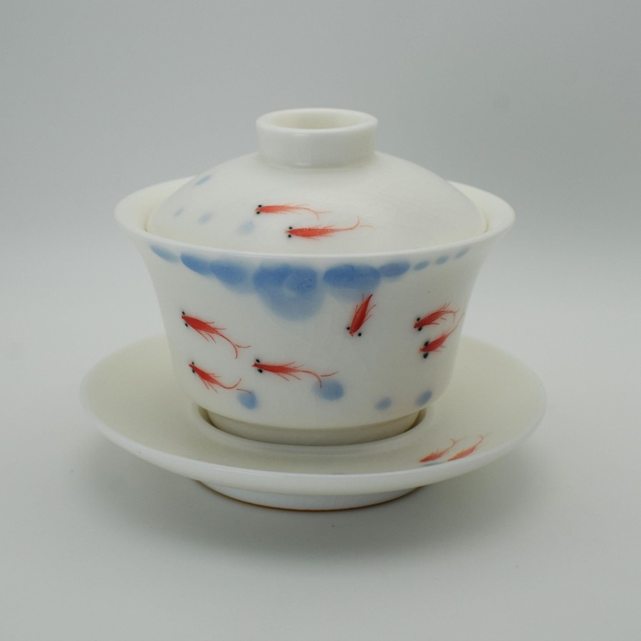 Ice crack hand-painted shrimp teacup