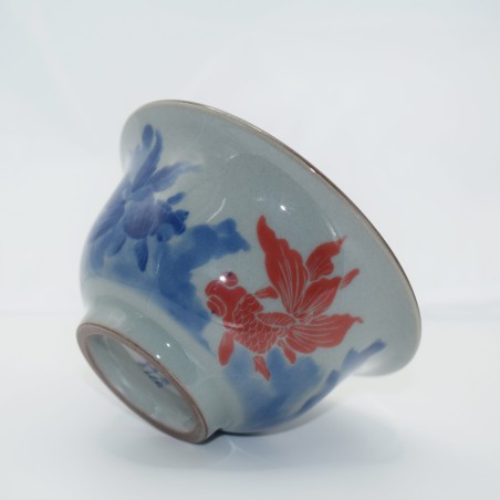 Hand-painted goldfish ice crack teacup